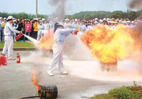 image : Firefighting training during evacuation drill at the Shanghai Plant