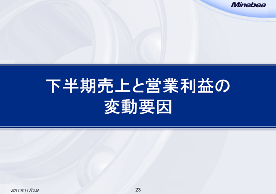 下半期売上と営業利益の変動要因