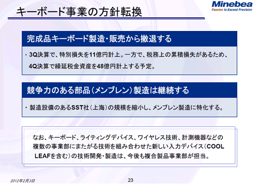 キーボード事業の方針転換