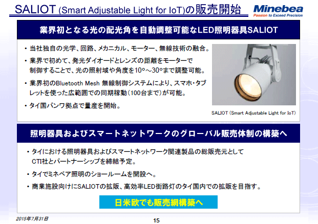 SALIOT（Smart Adjustable Light for IoT）の販売開始