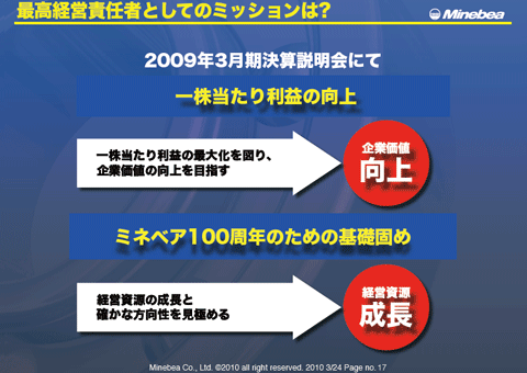 最高経営責任者としてのミッションは？