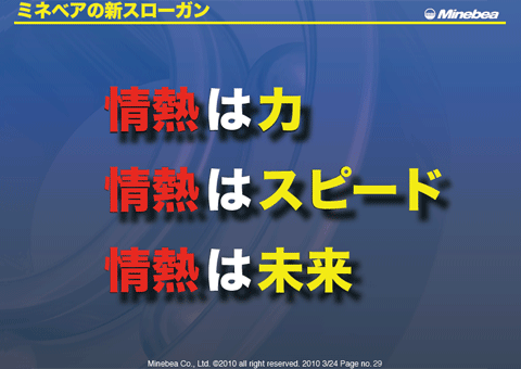ミネベアの新スローガン