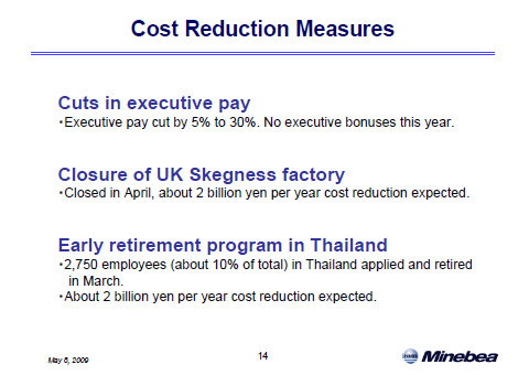 Cost Reduction Measures