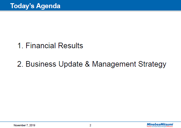 Financial Results Fy3 Presentation Transcripts Minebeamitsumi Financial Results Fy3 Presentation Transcripts Minebeamitsumi