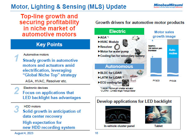 Motor, Lighting & Sensing (MLS) Update