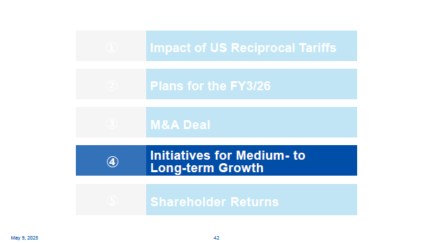 ④ Initiatives for Medium- to Long term Growth