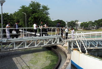 Touring the wastewater treatment facility