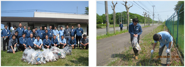 image : Employees take part in the cleanup campaign