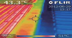 image : Left: Uncoated area (43.3℃) Right: Coated area (27.0℃)