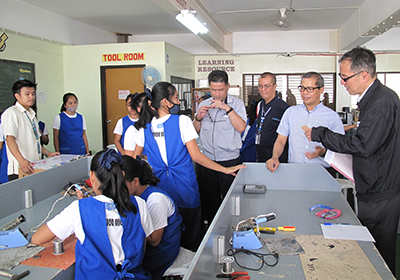 image : Students undergoing vocational training at the Sisters of Mary's School - Girlstown and Cebu Mitsumi employees