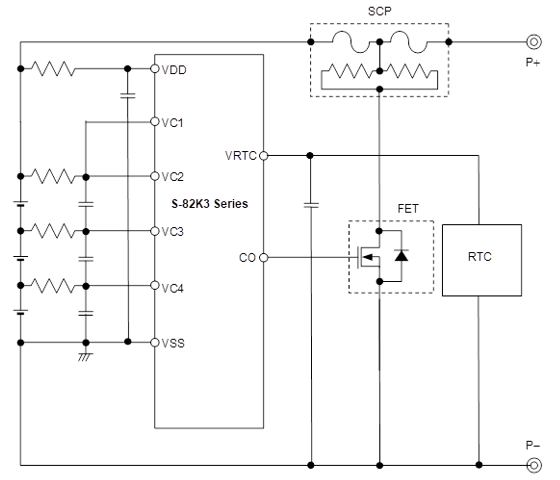 Examples of 3-cell protection circuits using the S-82K3 series