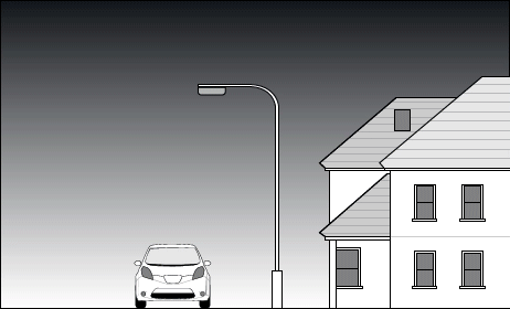 Only the road is illuminated by controlling light direction