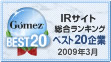 Gomez/IRサイト総合ランキングベスト20企業（2009年3月）