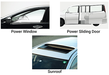 車の窓、サンルーフ、ドアの写真